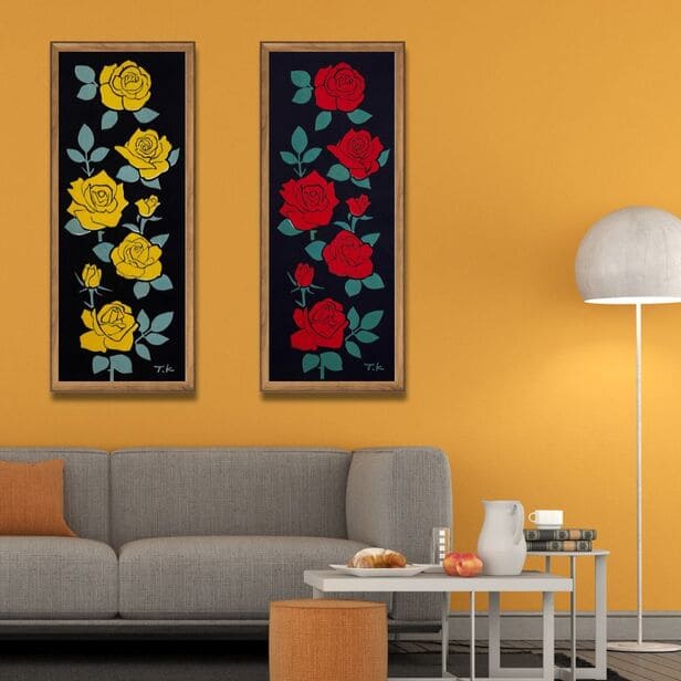 手ぬぐい 「バラ(黄)」