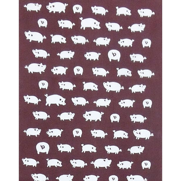 手ぬぐいハンカチ 「ブタ」