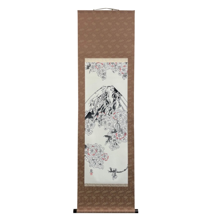 手ぬぐい掛け軸「桜と富士」