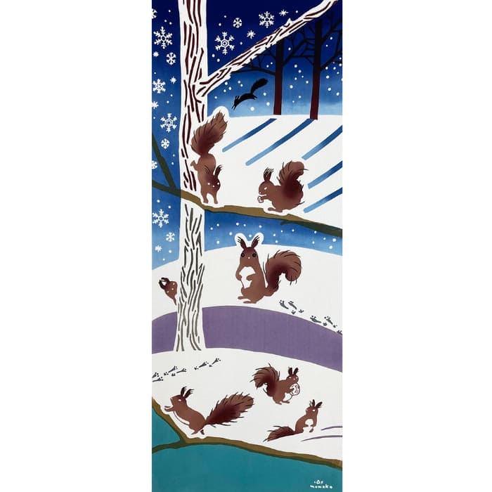 手ぬぐい「雪のエゾリス」