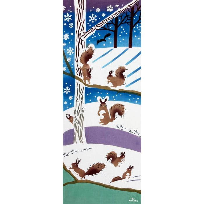 手ぬぐい 「雪のエゾリス」