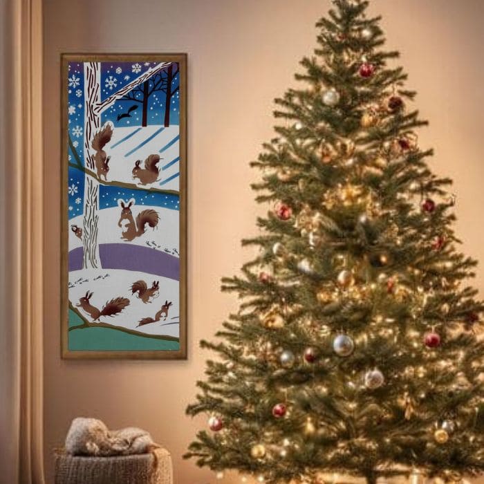 手ぬぐい 「雪のエゾリス」