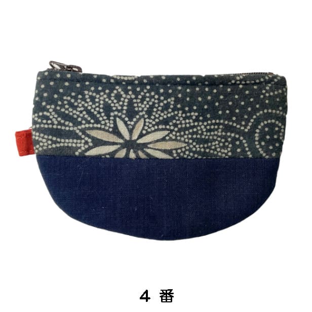 【古布藍染め】 半月型ポーチ「中（アソート）」