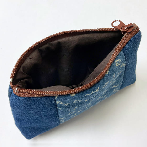 【古布藍染め】 長方形ポーチ「中（アソート）」