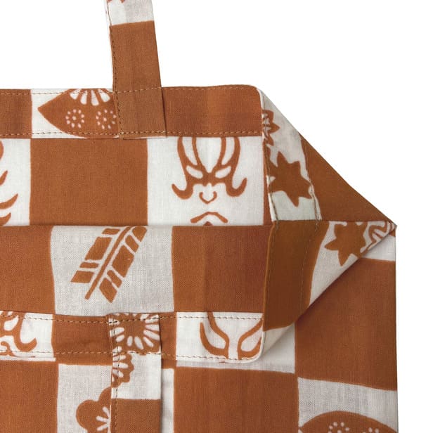 手ぬぐいトートバッグ「隈取市松(柿色)」