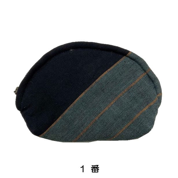 【古布】 甲丸ポーチ「格子（アソート）」
