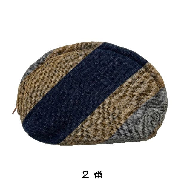 【古布】 甲丸ポーチ「格子（アソート）」