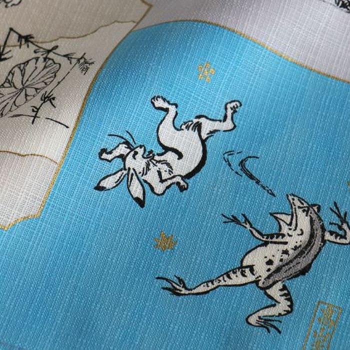 小風呂敷 「鳥獣戯画絵巻（ブルー/イエロー）」
