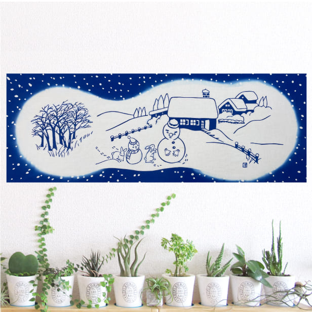 手ぬぐい 「雪だるま」