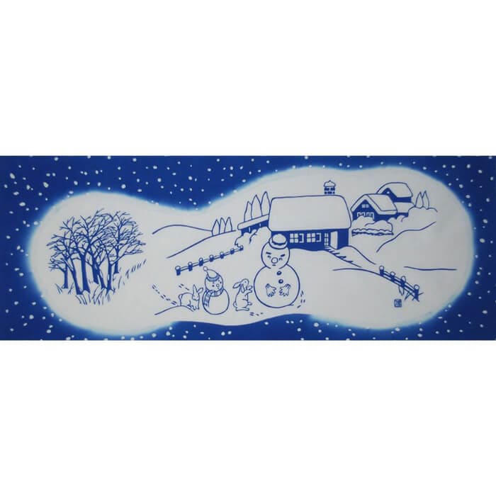 手ぬぐい 「雪だるま」