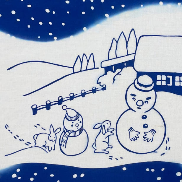 手ぬぐい 「雪だるま」
