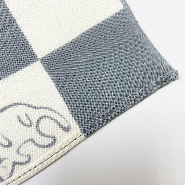 手ぬぐいハンカチ 「ネコ市松（グレー）」