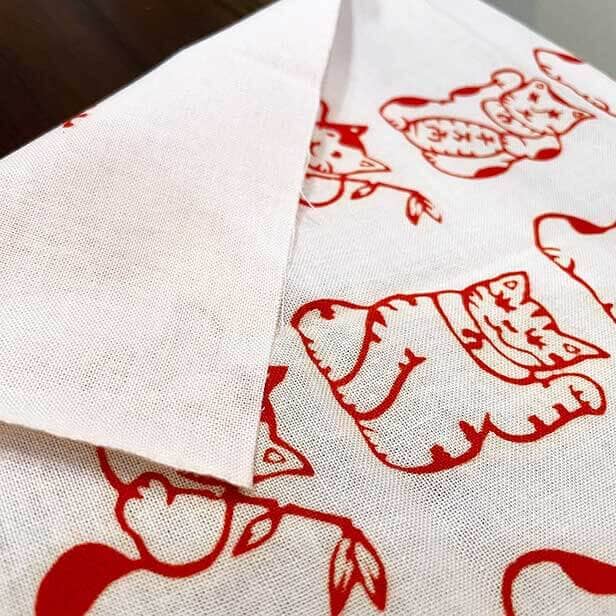 手ぬぐい 「招き猫いっぱい（赤）」