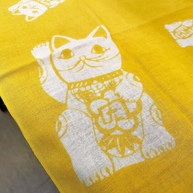 手ぬぐい 「招き猫(黄)」