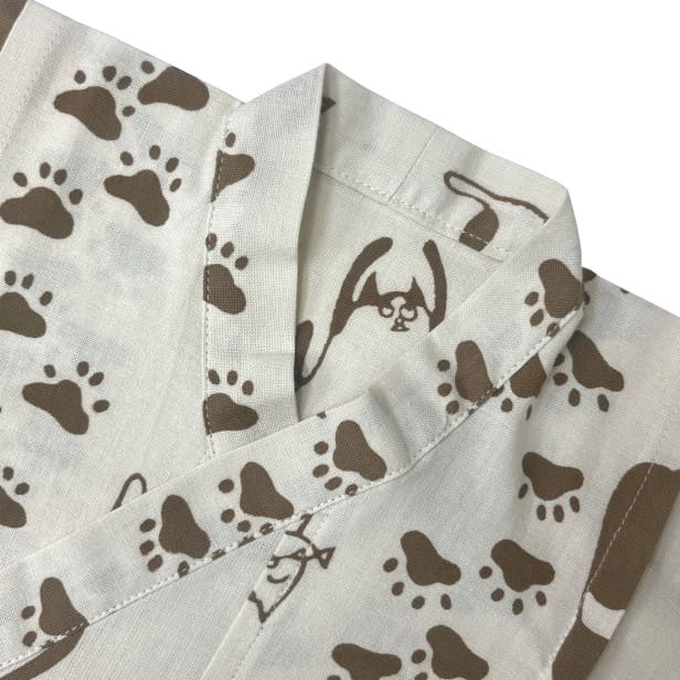 手ぬぐい赤ちゃん甚平「ネコと足あと」