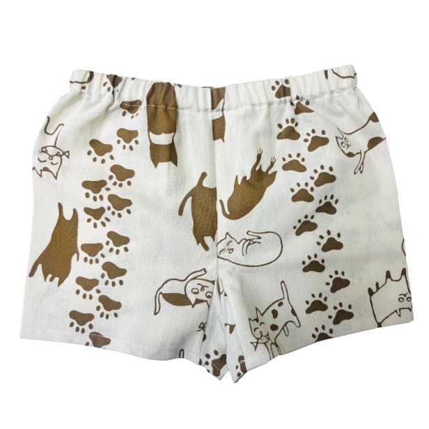 手ぬぐい赤ちゃん甚平「ネコと足あと」