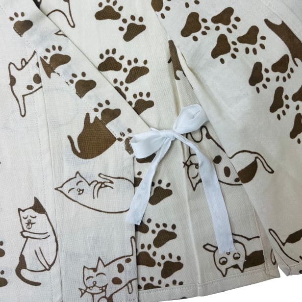 手ぬぐい赤ちゃん甚平「ネコと足あと」