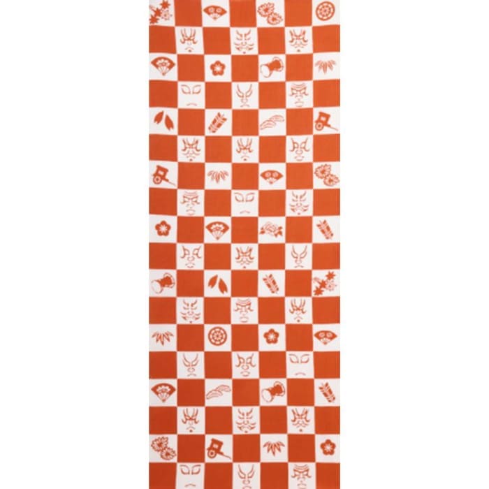 手ぬぐい「隈取市松（柿色）」