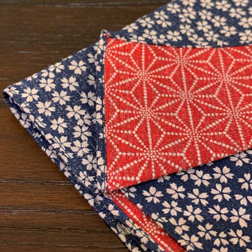 シャンタンチーフ 「小桜/麻の葉(紺)」