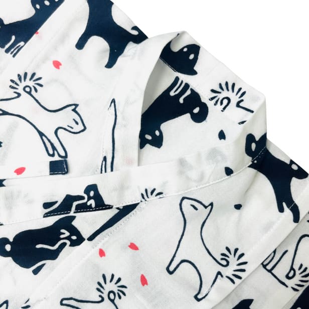 手ぬぐい赤ちゃん甚平「桜と犬(紺)」