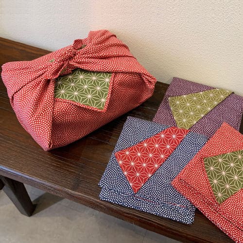 シャンタンチーフ 「鮫/麻の葉(赤)」