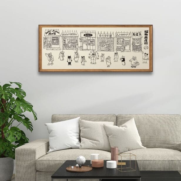 手ぬぐい「猫町商店街」