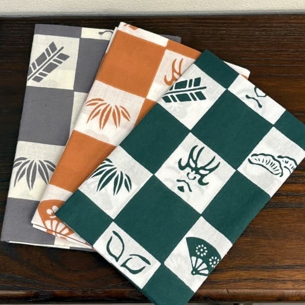 手ぬぐい 「隈取市松(グレー)」