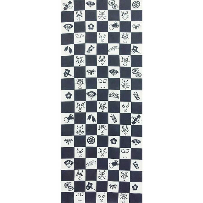 手ぬぐい 「隈取市松(グレー)」