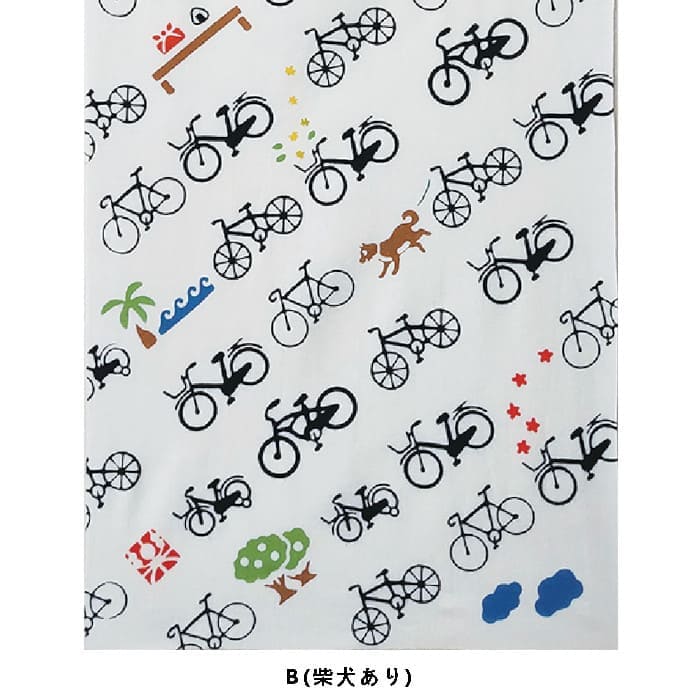 手ぬぐいハンカチ 「自転車で」