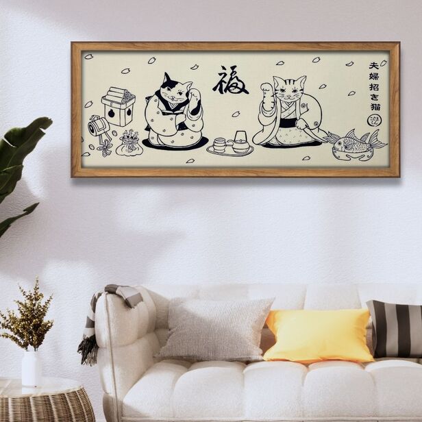 手ぬぐい 「夫婦招き猫」