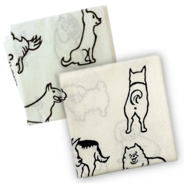 手ぬぐいハンカチ 「愛犬たち(A)(B)」