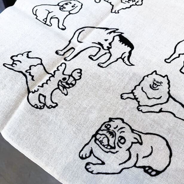 手ぬぐいハンカチ 「愛犬たち(A)(B)」