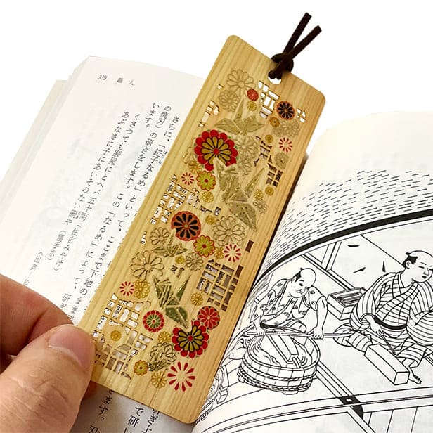 木のしおり（箔押し）「折鶴」