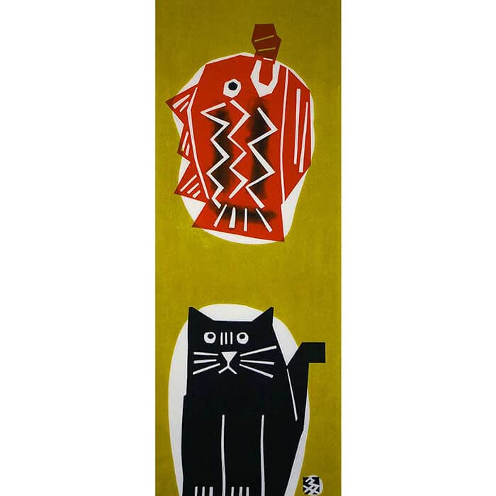 手ぬぐい「もの欲しげな猫」