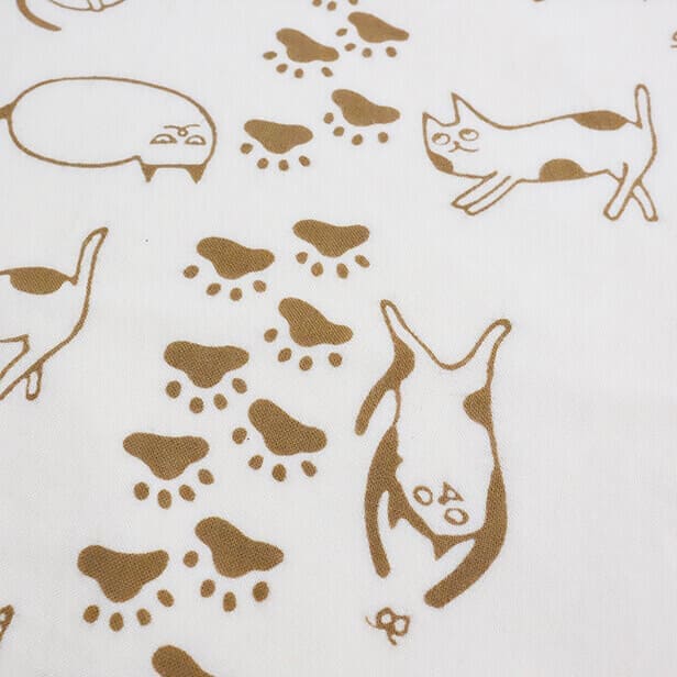 手ぬぐい「ネコと足あと」