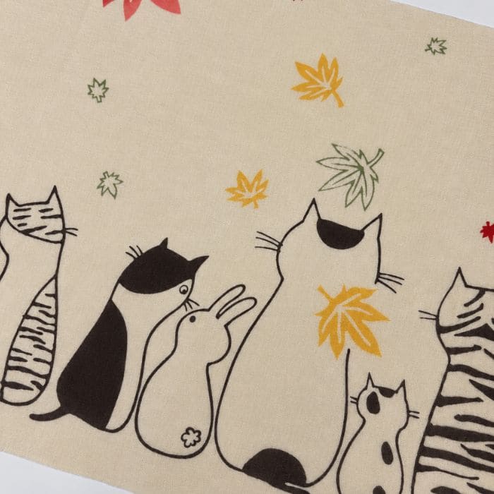 手ぬぐい 「ネコ紅葉」
