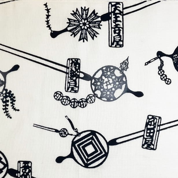 手ぬぐい 「かんざしづくし（黒）」