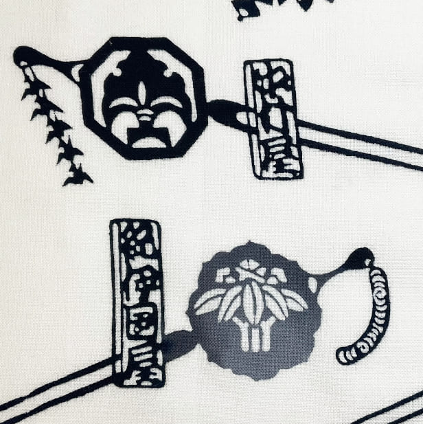 手ぬぐい 「かんざしづくし（黒）」