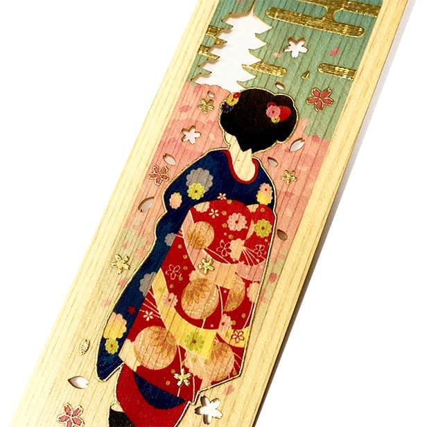 木のしおり（箔押し）「舞妓さん」