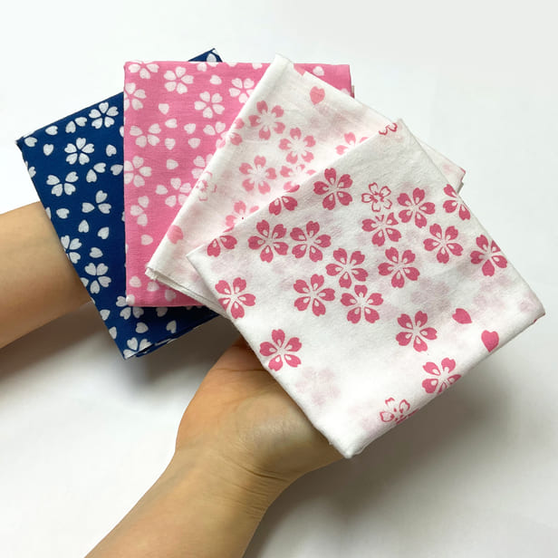 手ぬぐいハンカチ 「さくら花（桜色）」