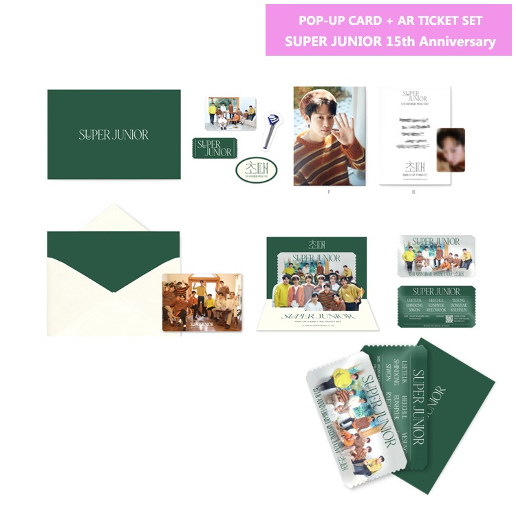 SUPER JUNIOR POP-UP CARD + AR TICKET SET��SUPER JUNIOR 15th Anniversary MD��