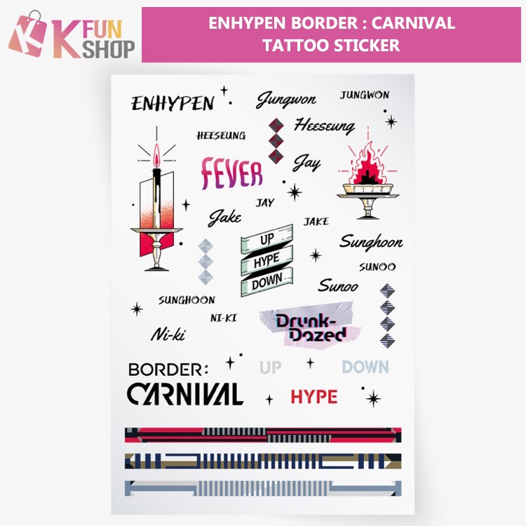 ͽENHYPEN TATTOO STICKERBORDER : CARNIVAL OFFICIAL MD