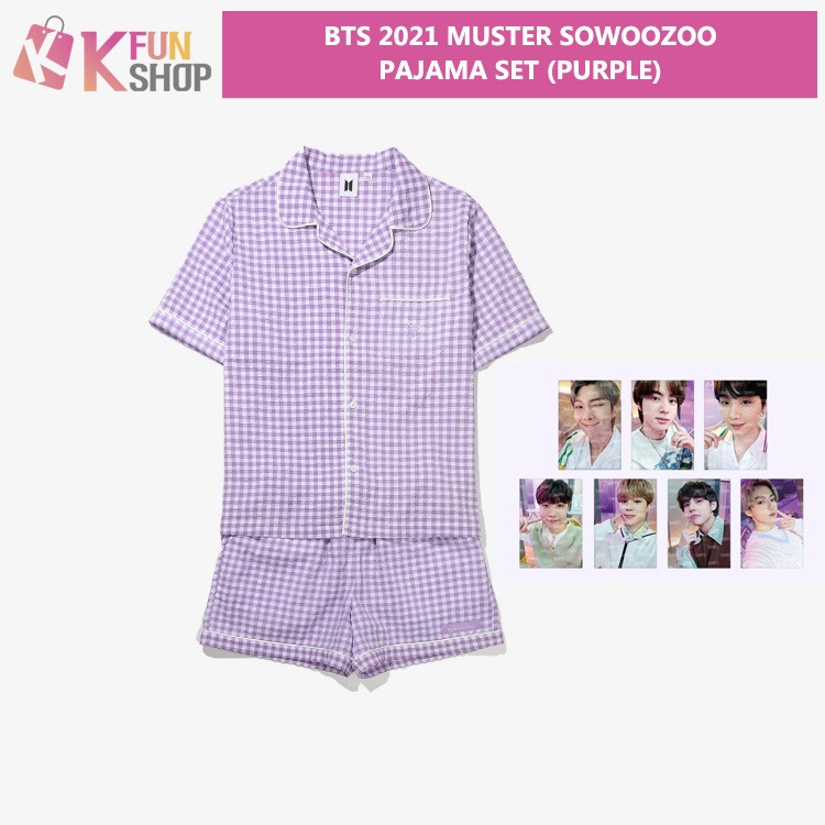 ͽ/̵BTS PAJAMA SET(purple)+BTS PHOTOCARD7դBTS 2021 SOWOOZOO OFFICIAL MD