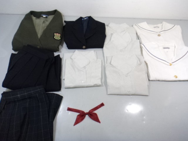 ■L55 平山学園 清林館高等学校 女子用学生服 制服 ブレザー+スカート+ブラウス+ベスト+リボン 11点セット 2010年卒業/4yt130【2tgdk】