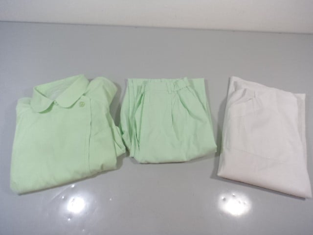 作業服 制服 ナース服 ナガイレーベン ズボン+エプロン 緑 3点セット/10yt366