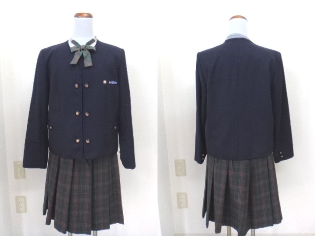 Q76 大阪桐蔭高校 紺ブレザー6B+スカート+リボン+ローファー/yt0003