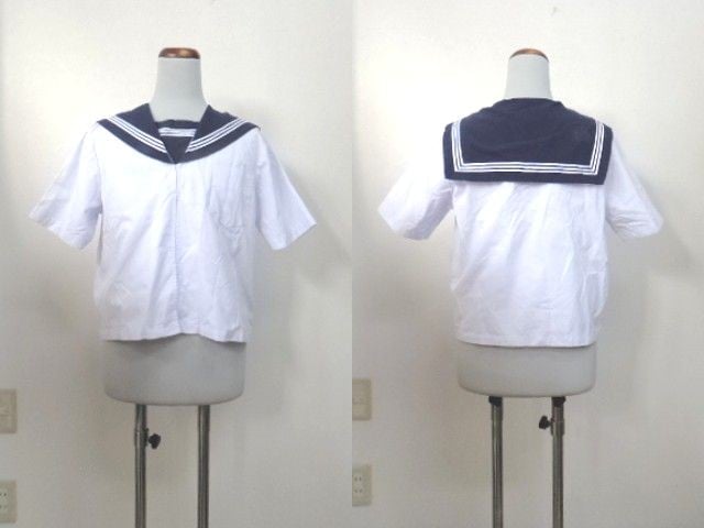 d30/富山 絹川中学校■夏服 半袖セーラー服 上着のみ 170 大きめ/og0236【22XA】