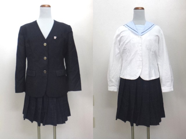 M196/私立水戸女子高等学校■冬ブレザー+中間服セーラー+校章など/og0252【2PKMW】