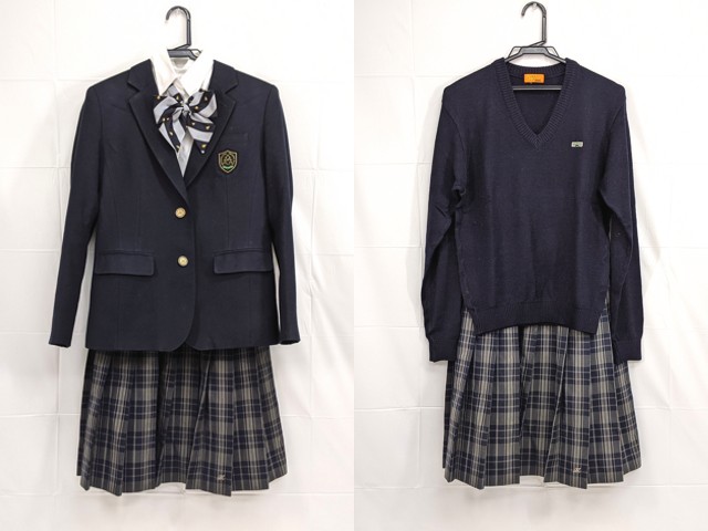 f51 東京都立目黒高校 ブレザー+長袖シャツ+セーター+夏服・冬服スカート+ネクタイ/yt2184【15WEB】
