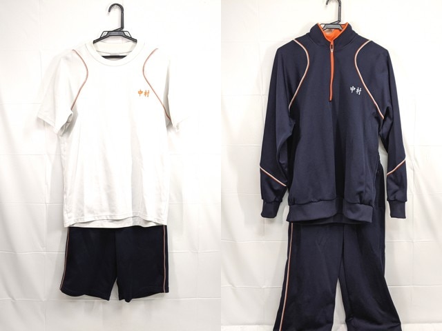 W66 高針台中学校 体操服 体操着 シャツ+ハーフパンツ+長袖ジャージ上下/yt2215【4JBF】